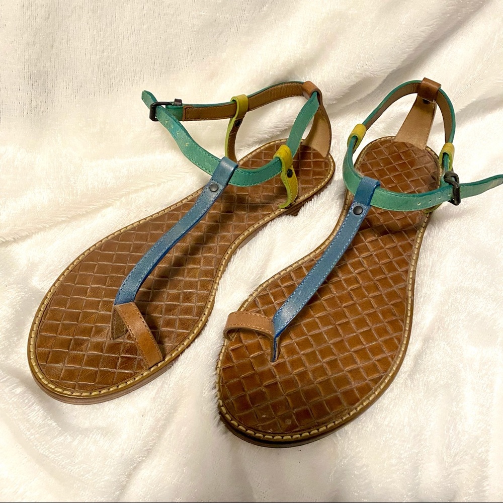Bottega Veneta Italian T-Strap Leather Sandal Sz39